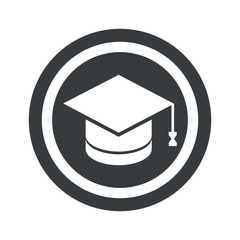 Round black graduation sign