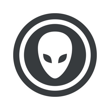 Round black alien sign