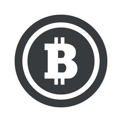 Round black bitcoin sign