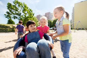 happy kids on children playground