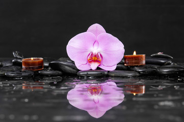 Obraz na płótnie Canvas Zen stones and orchid,candle 