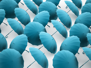 Blue umbrellas concept rendered