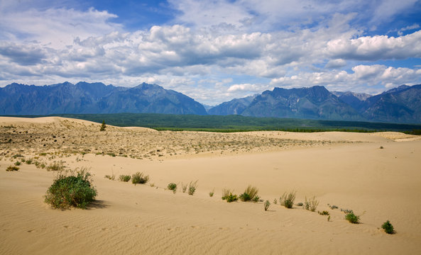 Chara sands and Mountains in Eastern Siberia 