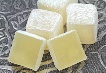 Turkish delight with Ottoman metal plate