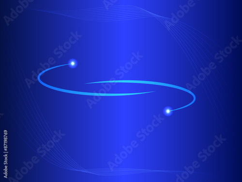 Blue Semicircle On Abstract Background With Shine Balls