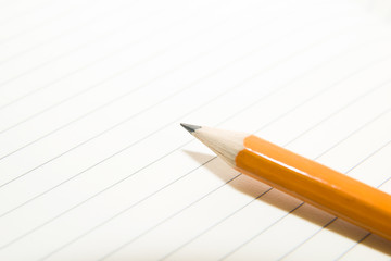 Opened notebook and pencil on the old tissue
