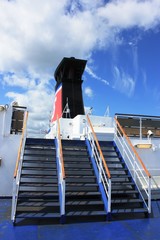on deck of a big car ferry