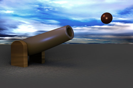 Cannon with projectile