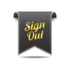 Sign Out golden Vector Icon Design