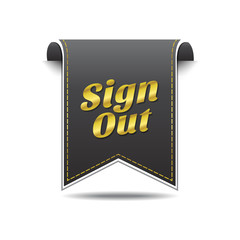 Sign Out golden Vector Icon Design