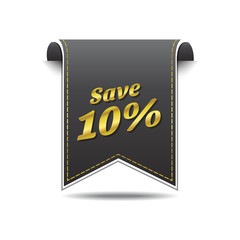 save 10 percent golden Vector Icon Design