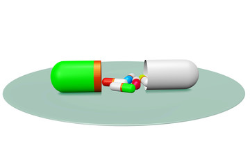 Medication capsule lying on the Tablet