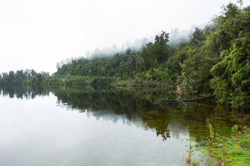 Fototapeta na wymiar Reflection on the Lake in the morning