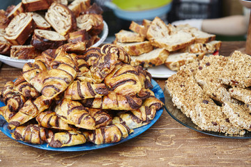 Sweet pastries on a table