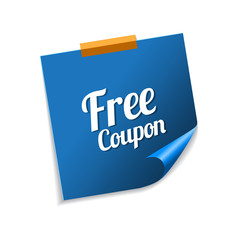 Free Coupon Blue Sticky Notes Vector Icon Design