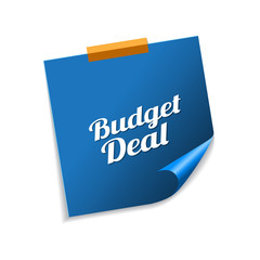 Budget Deal Blue Sticky Notes Vector Icon Design