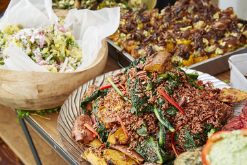 Wider shot of a table of food