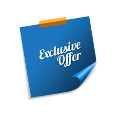 Exclusive Offer Blue Sticky Notes Vector Icon Design