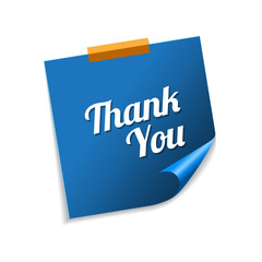 Thank You Blue Sticky Notes Vector Icon Design