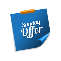 Sunday Offer Blue Sticky Notes Vector Icon Design