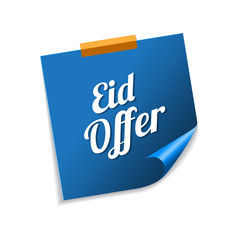 Eid Offer Blue Sticky Notes Vector Icon Design