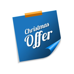 Christmas Offer Blue Sticky Notes Vector Icon Design