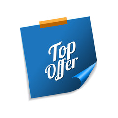 Top Offer Blue Sticky Notes Vector Icon Design
