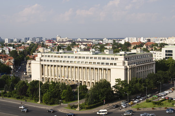 Fototapeta na wymiar Panoramic view of Bucharest from above.