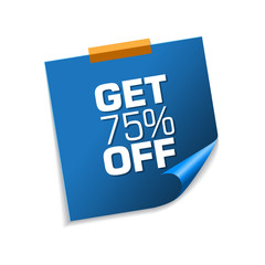 Get 75 Percent Blue Sticky Notes Vector Icon Design