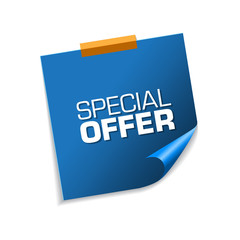 Special Offer Blue Sticky Notes Vector Icon Design