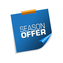 Season Offer Blue Sticky Notes Vector Icon Design