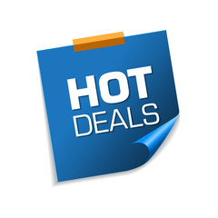 Hot Deals Blue Sticky Notes Vector Icon Design