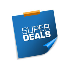 Super Deals Blue Sticky Notes Vector Icon Design