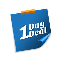 1 Day Deal Blue Sticky Notes Vector Icon Design