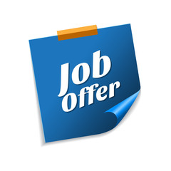 Job Offer Blue Sticky Notes Vector Icon Design