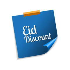 Eid Discount Blue Sticky Notes Vector Icon Design