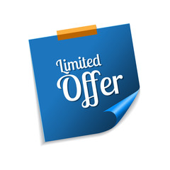 Limited Time Offer Blue Sticky Notes Vector Icon Design