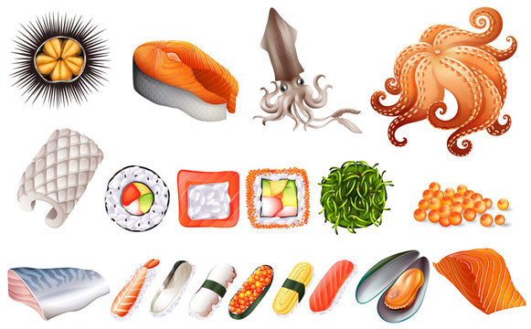 Sushi and seafood set