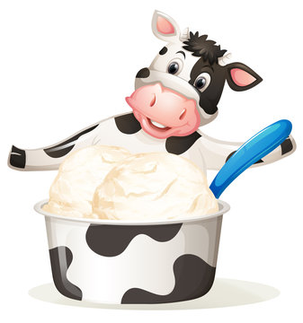 Cow with dairy ice cream
