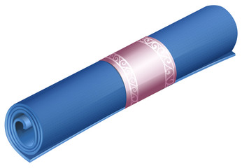 Rolled yoga mat on white