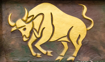 Taurus sign of horoscope on the wall