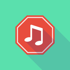 Long shadow stop signal with a note music