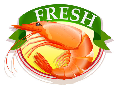 Fresh shrimp with text