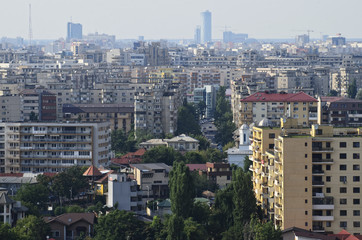 Bucharest, Romania - 21.07.2014 -Panoramic view of Bucharest from above.