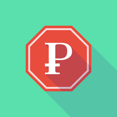 Obraz premium Long shadow stop signal with a ruble sign