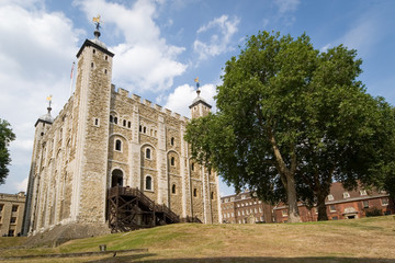 Fototapeta premium The White Tower, Tower of London. Wide angle view of The White Tower, the central keep within the Tower of London.