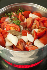 Cooking tomato sauce