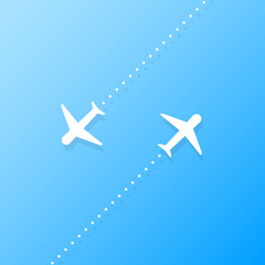 Two airplane flying in diagonal