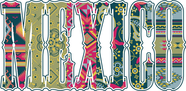 Mexico patchwork vector wordmark
