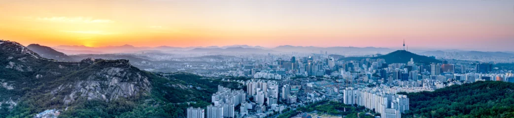 Fototapeten Seoul Panorama bei Sonnenaufgang © eyetronic